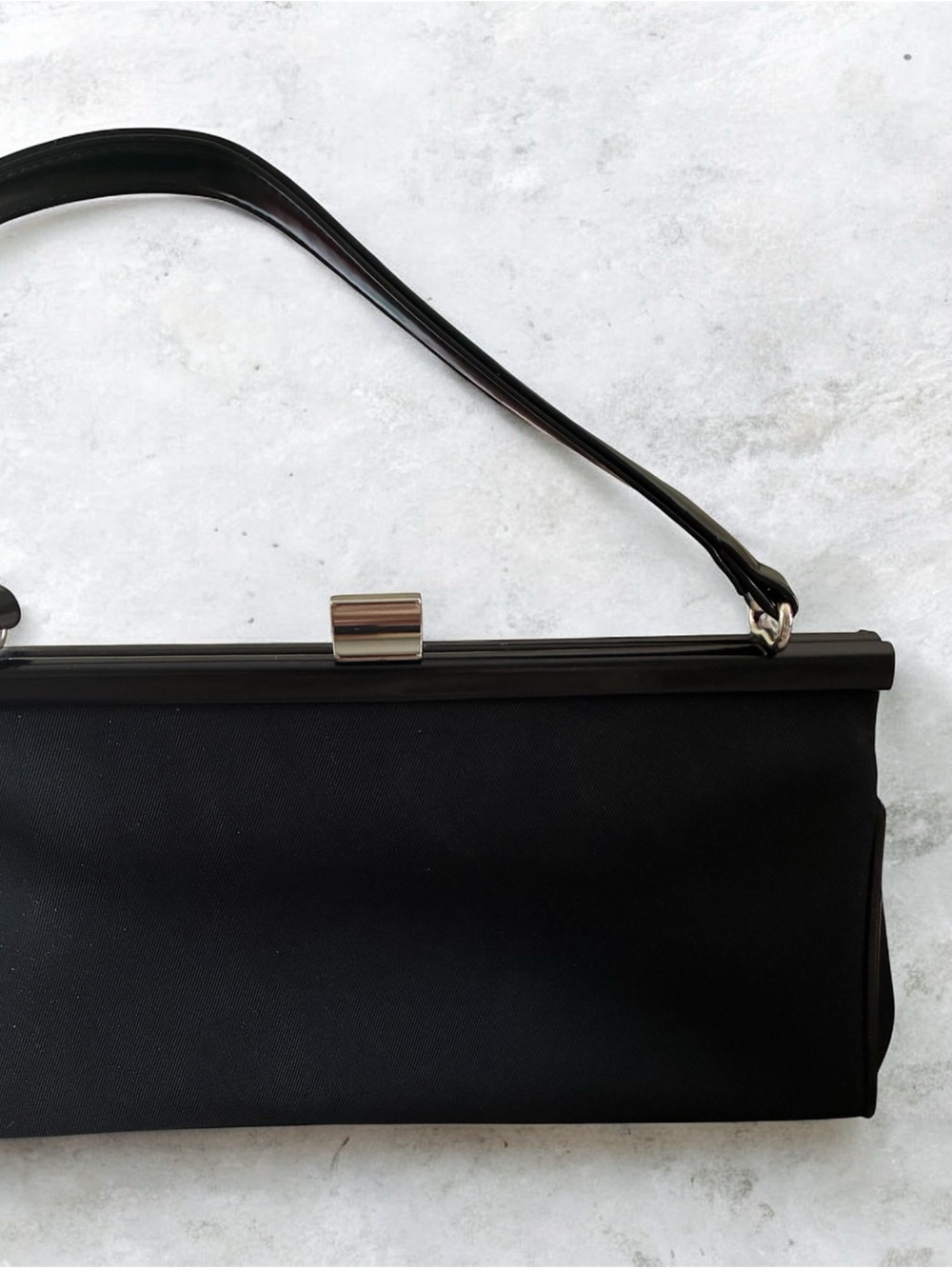 Elegant Black Mini Bag with Silver-Tone Clasp